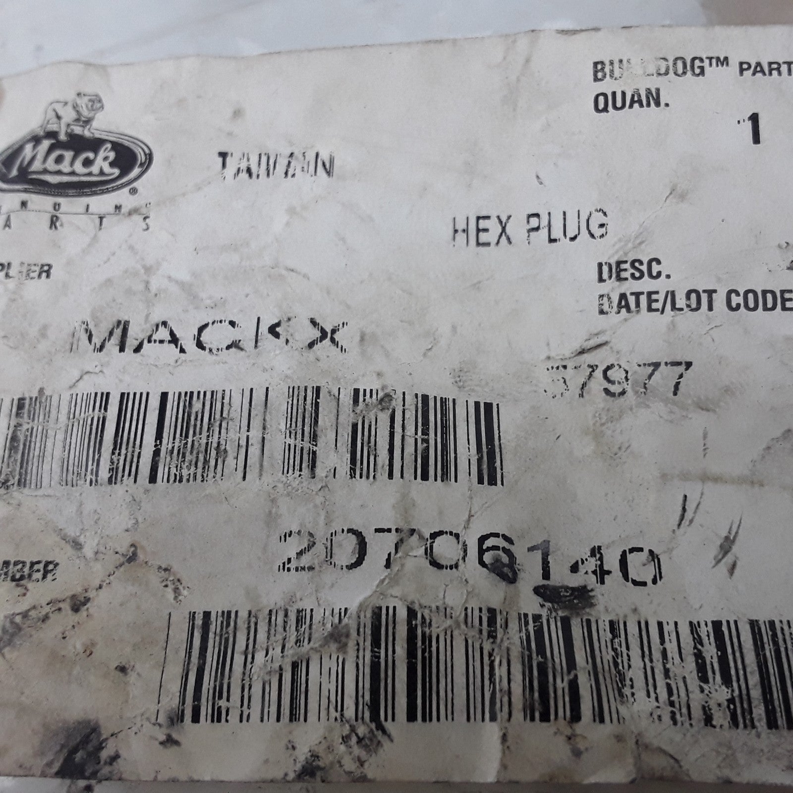 GENUINE NEW OEM MACK 20706140 HEX PLUG OIL PAN DRAIN PLUG