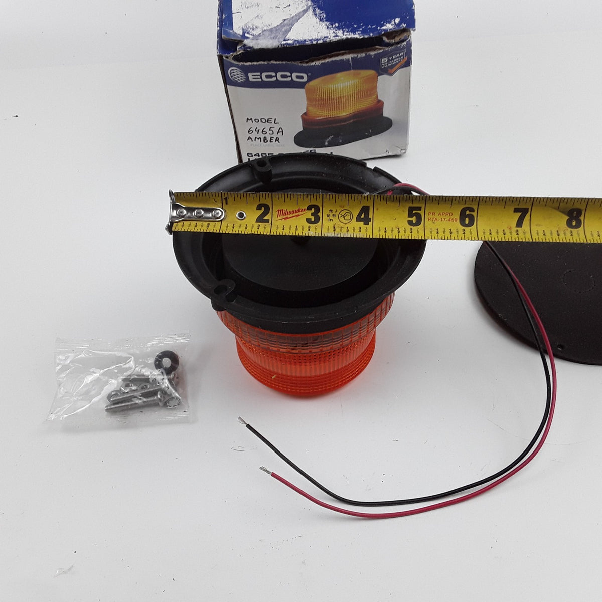 Ecco 6465A Amber Compact low profile Emergency Flashing Beacon Amber Light