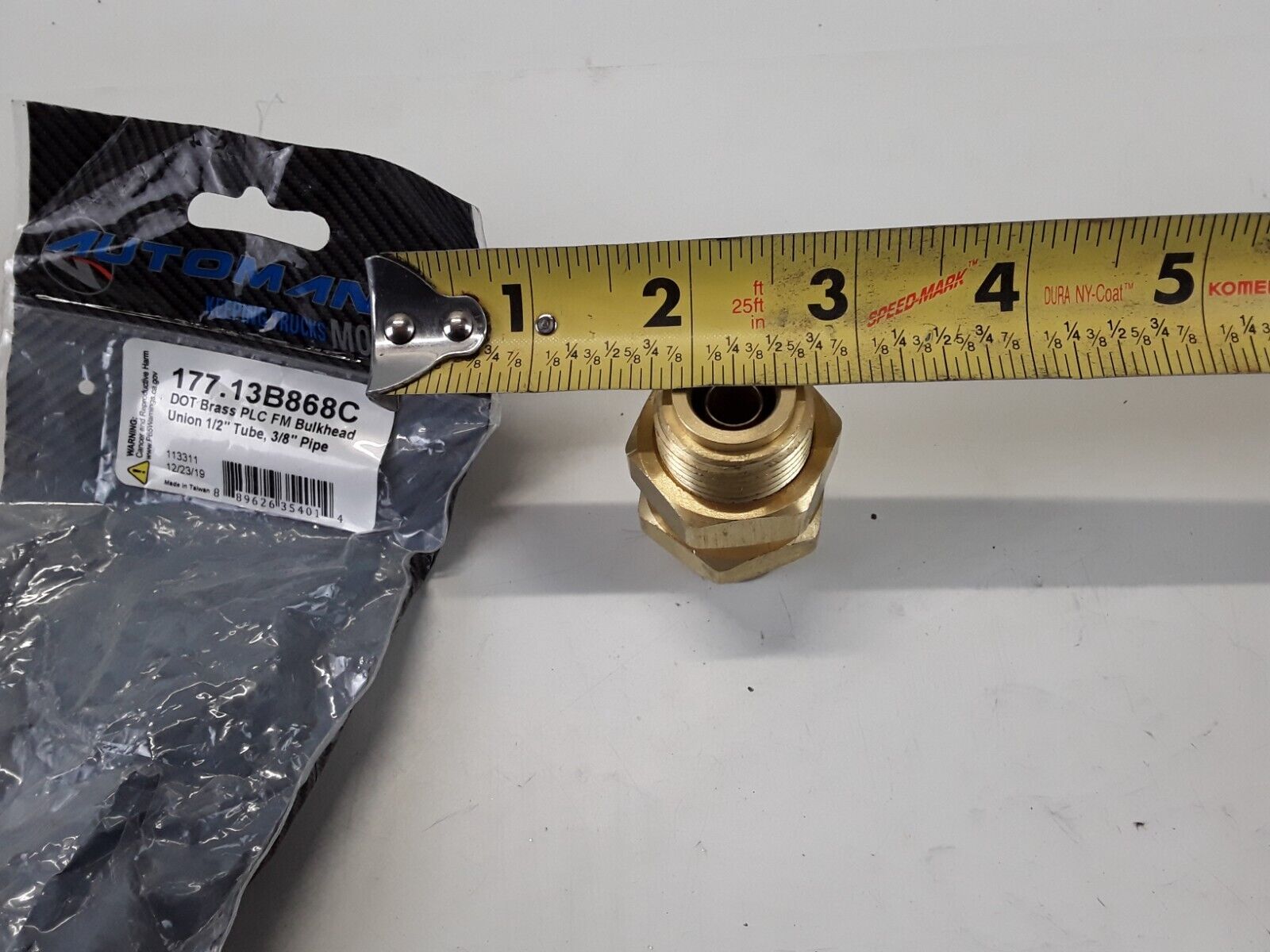 Brass PLC FM Bulkhead Union 1/2 Tube X 3/8in Pipe For Air Hose Fitting Connector - HotCarParts