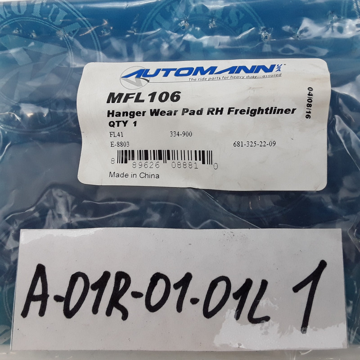 Automann MFL106 Right Air Suspension Hanger Wear Pad For Freightliner Trucks