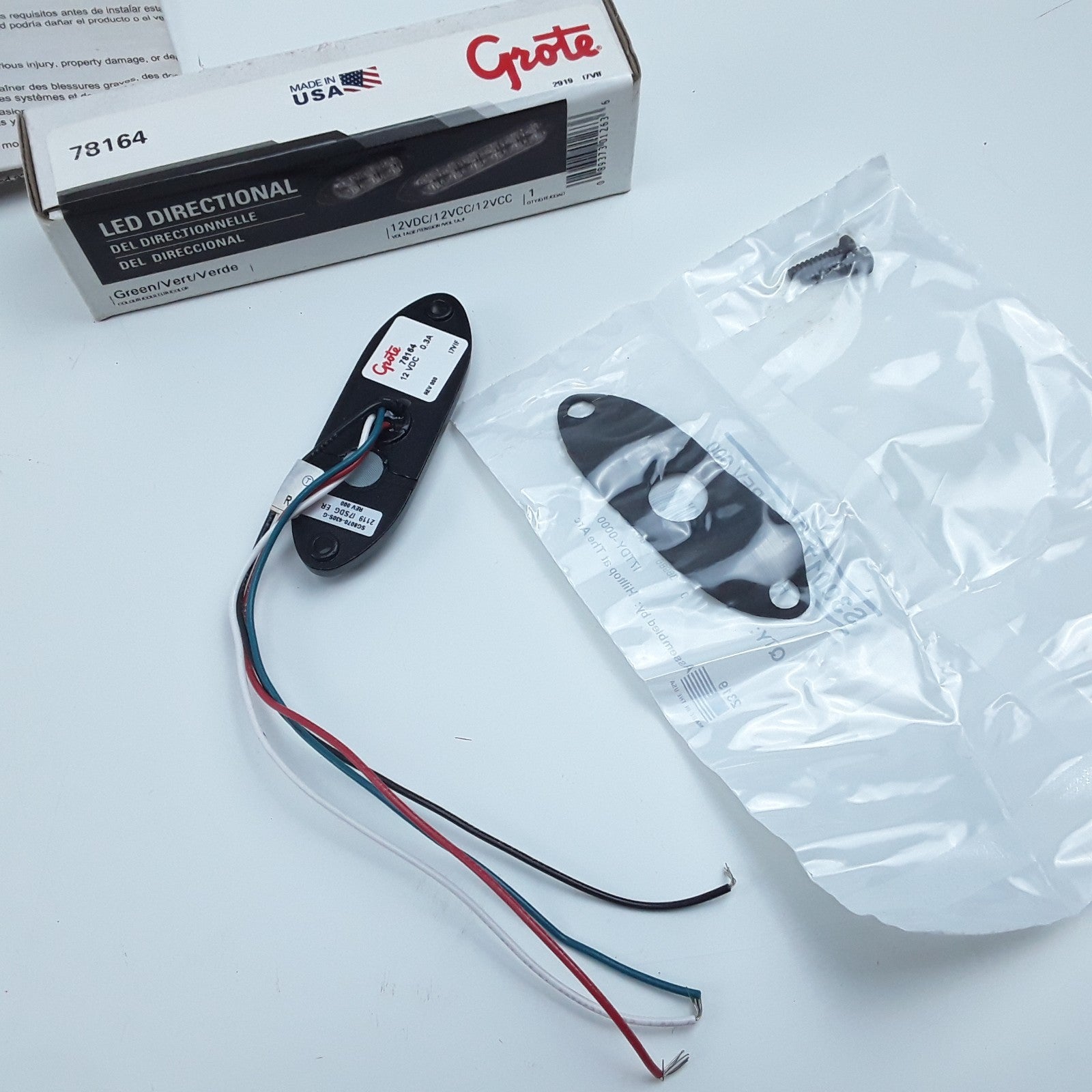 Grote 78164 LED Directional Warning Lights Surface Mount Assembly Green 3-Diode