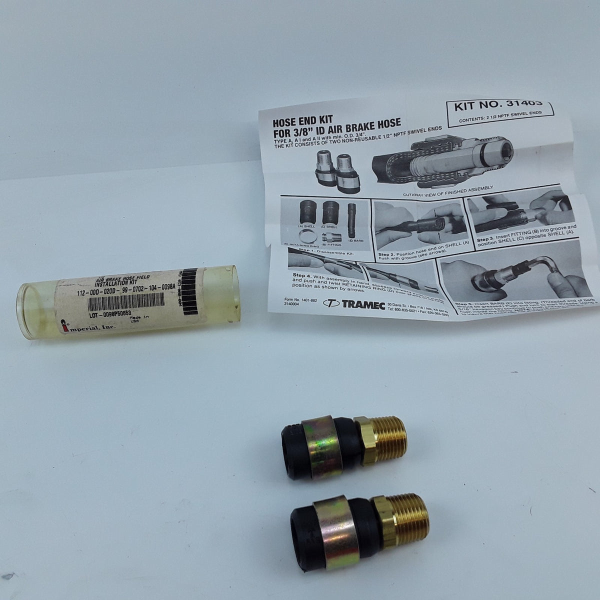 Air Brake Hose Field Installation Kit 2 1/2 NPTF Swivel End 31403 For 3/8" Hose