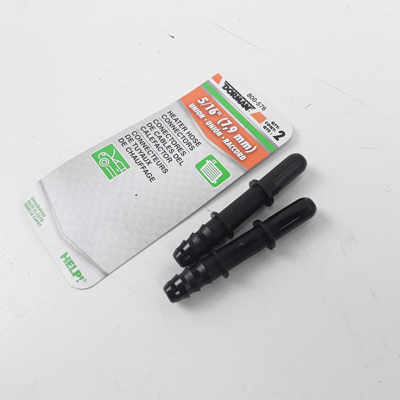 5/16 In. HVAC Heater Hose Connector, Straight To 5/16 In. Barbed Pack of 2