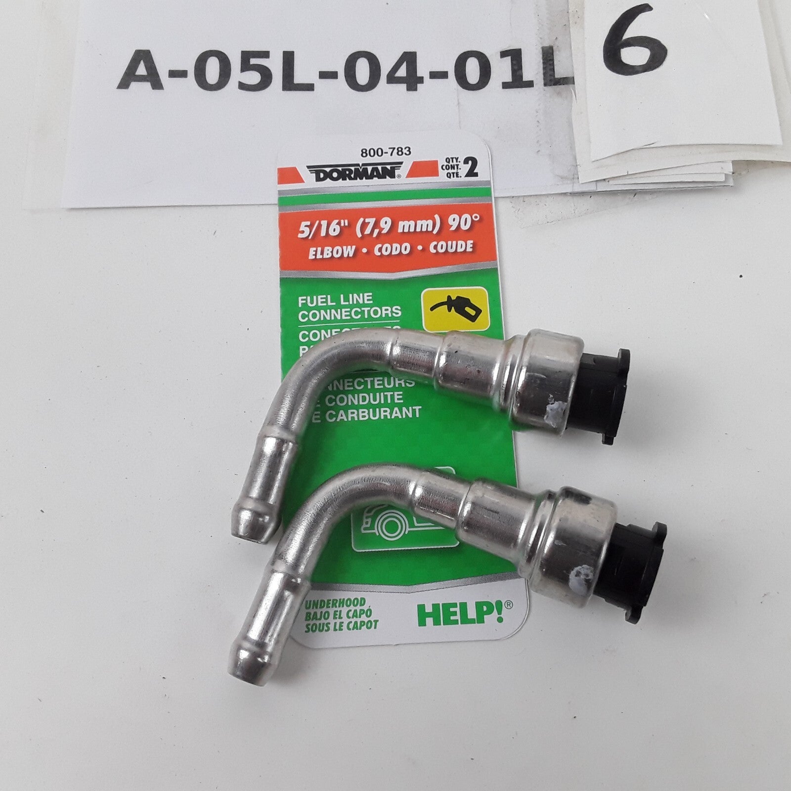 Set 2 Dorman 800-783 Fuel Line Connector Silver Stainless Steel 5/16" 90 Degree