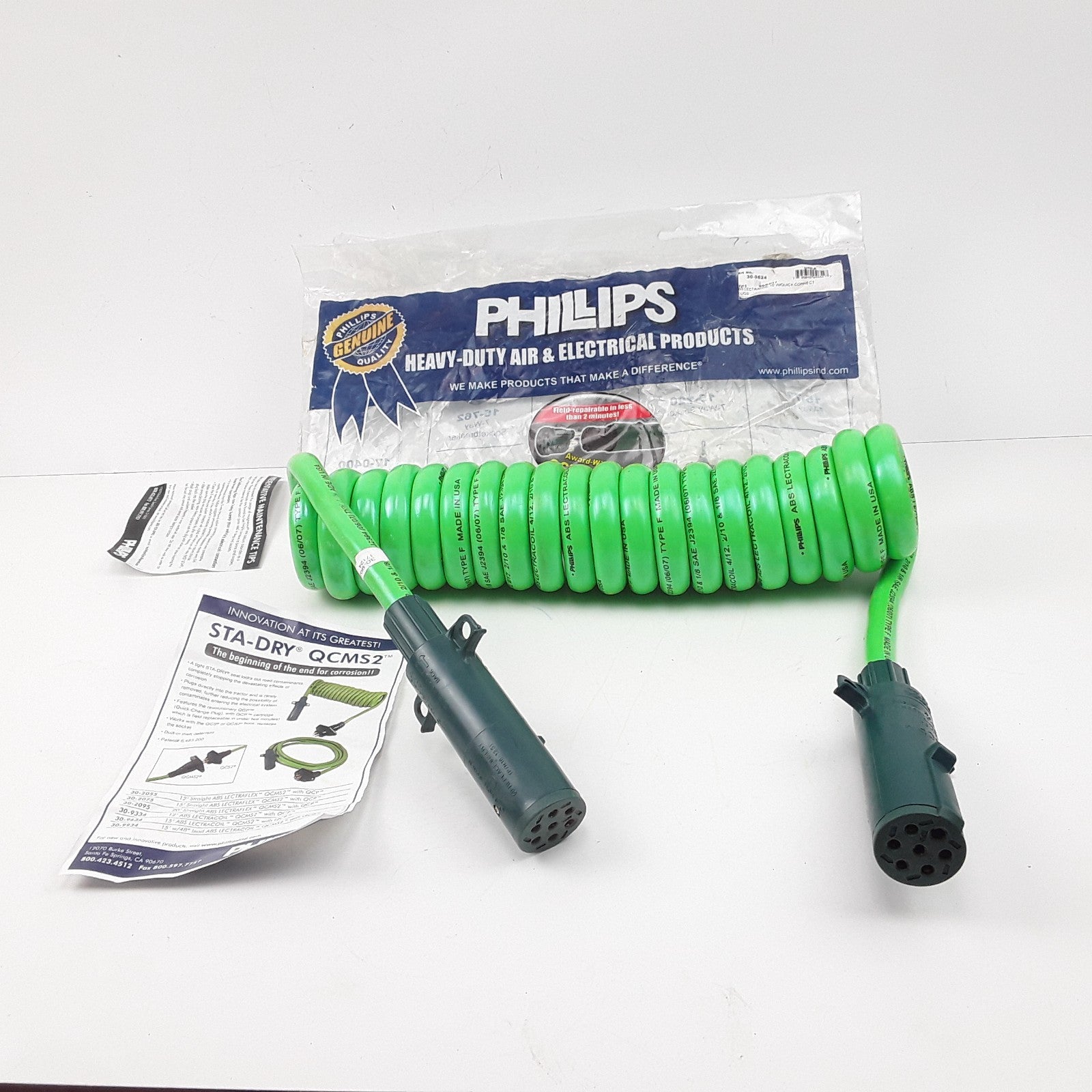 Phillips Industries 30-9624 - ABS Coiled Cable - 15 ft., with Quick Change Plug