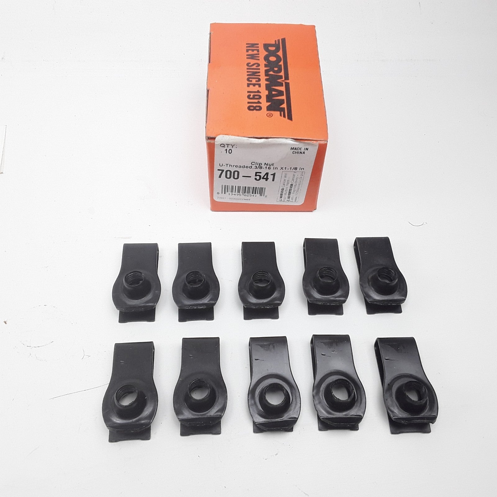 Set of 10 Clip Nut U-Threaded 3/8-16 in X 1-1/8 in Panel Range .05 mm-20 mm