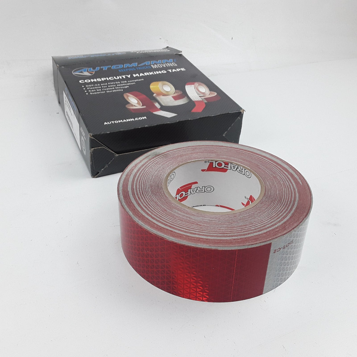 Automann 571.CT0501 Reflective Tape Red and White Length 150 Foot x Width 2 inch