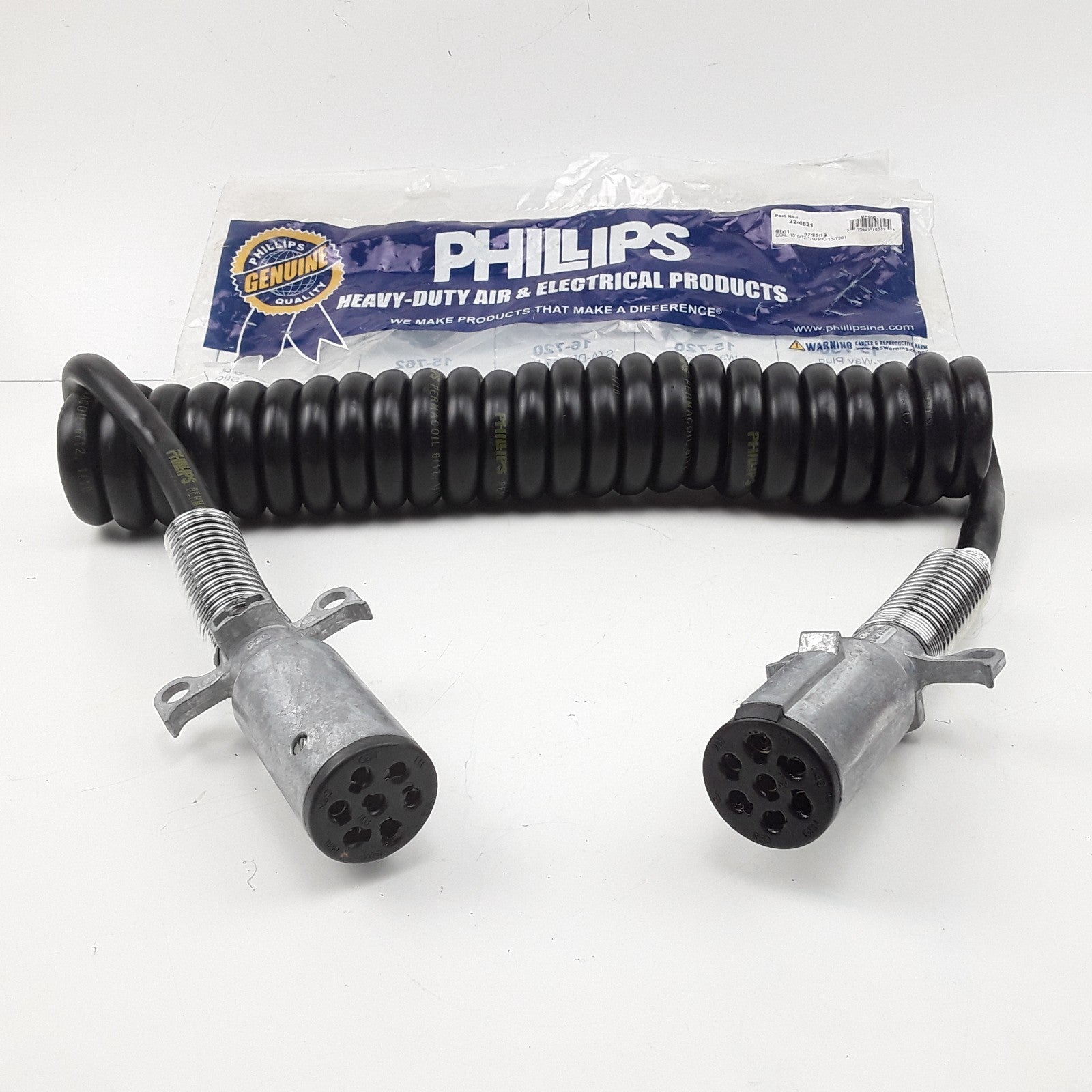 Phillips Industries 22-4621 - Coiled Cable - 15 ft., with Zinc Die-Cast Plugs