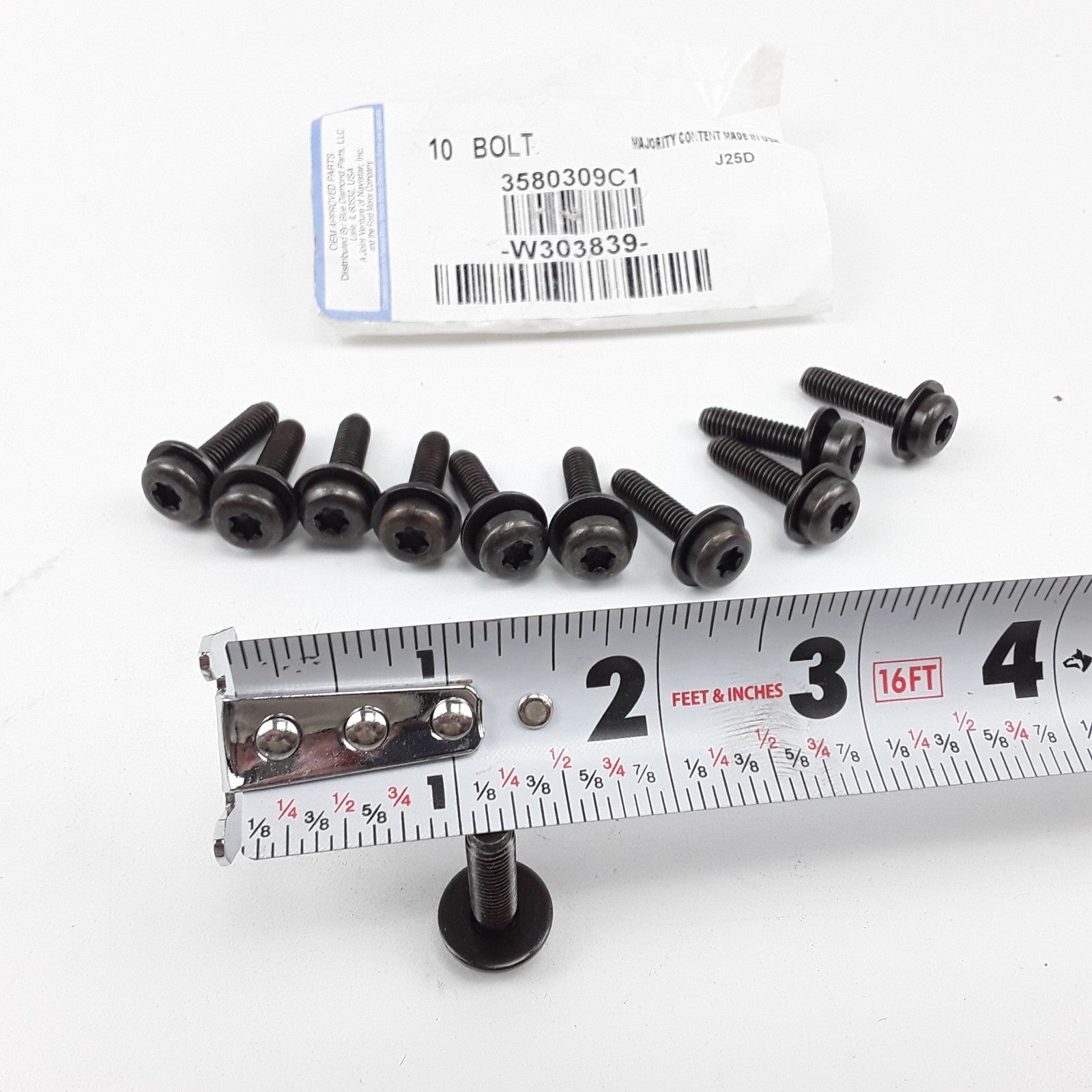 International 3580309C1 Stainless Steel Bolt M6 x 1.0-25mm For Navistar (Set 10)