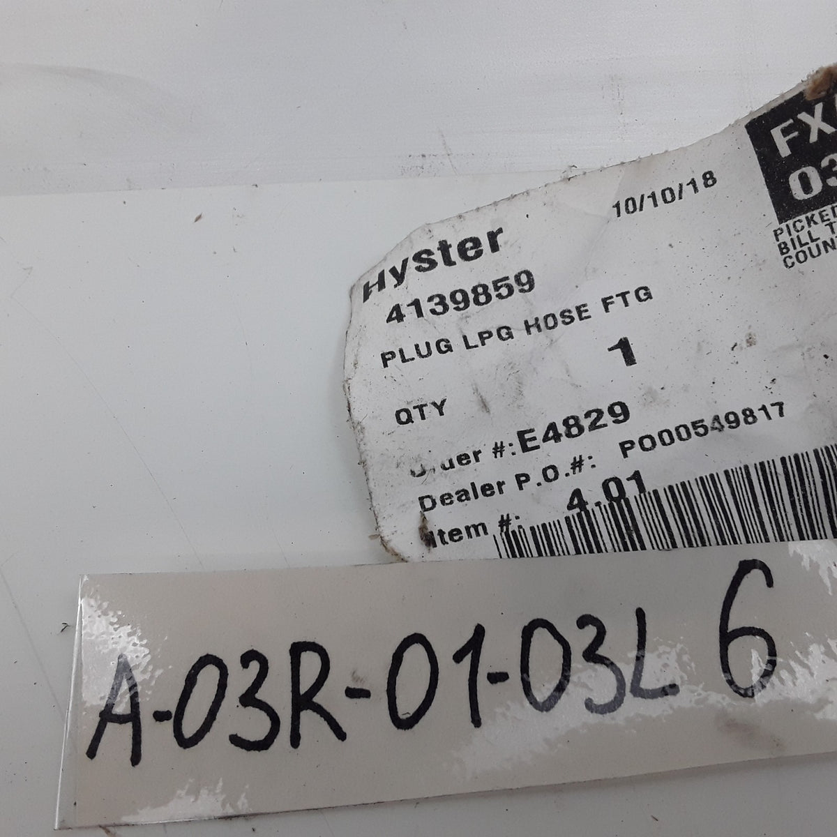Plug LPG Hose Fits Hyster H60FT H70FT H50XT H60XT S100FT S120FT H50A Forklifts