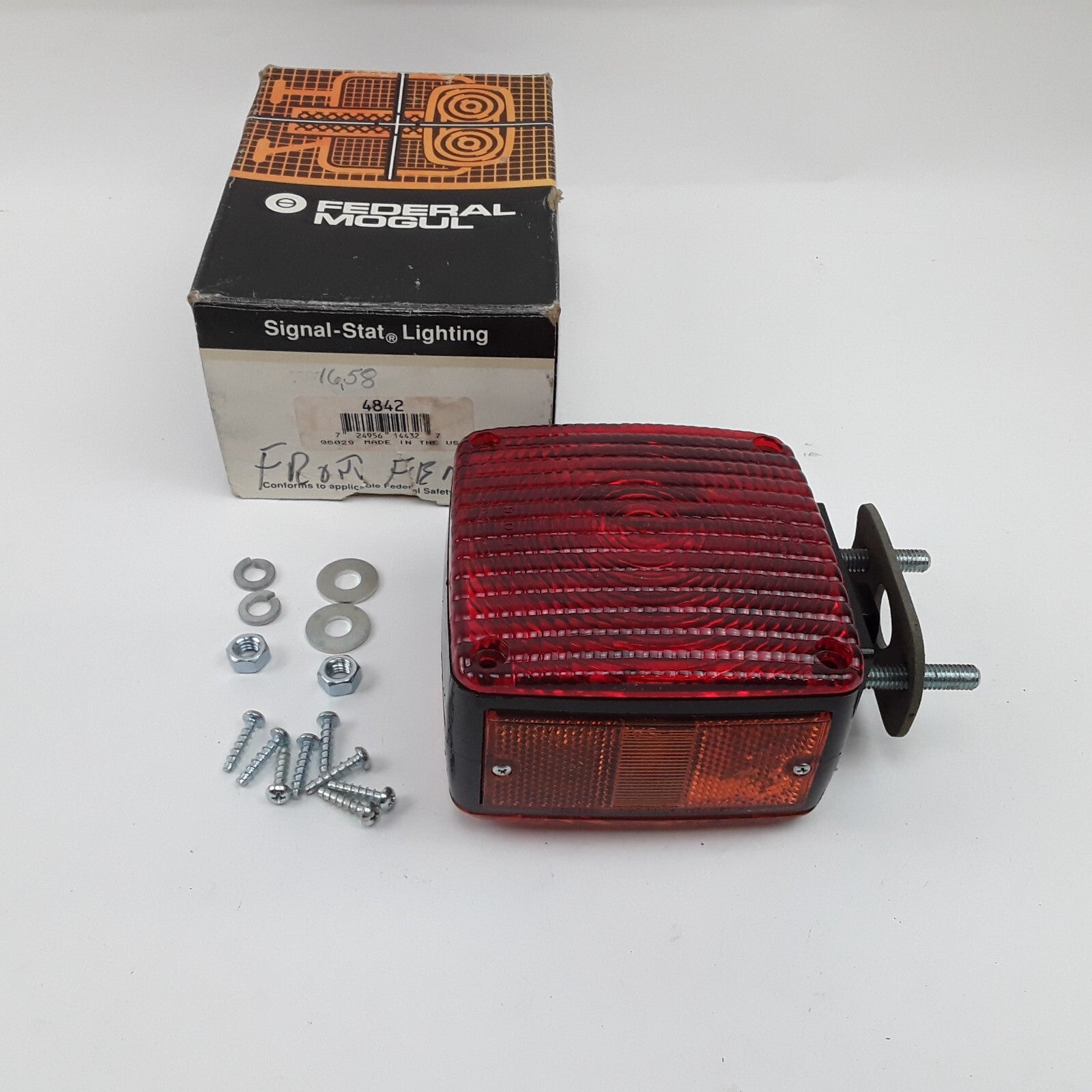 Signal-Stat 4842 Side Marker Truck Light Square 2 Stud Red/Yellow Dual Face