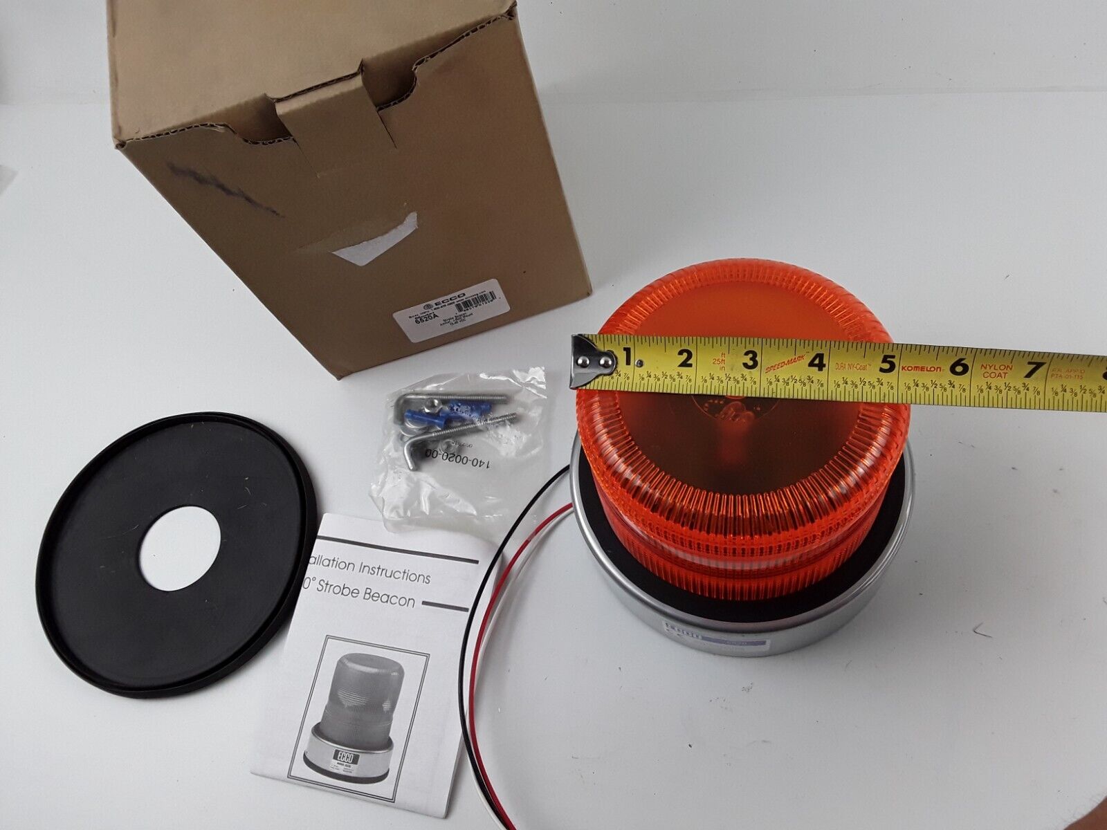 Ecco 6520A Strobe Beacon Lamp Amber J-Bolt Mount 12-48 VDS Fast Free Shipping - HotCarParts
