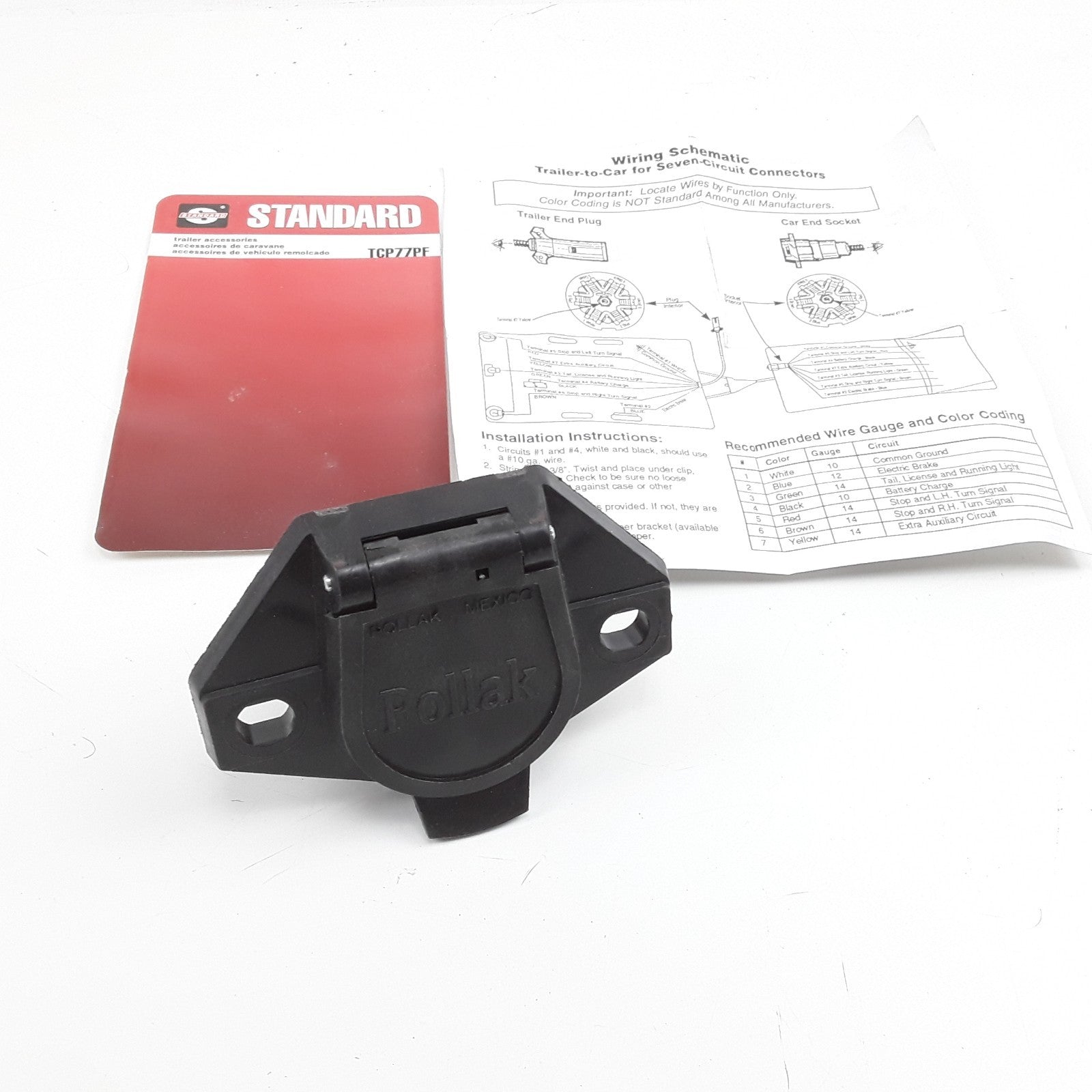 7 Pin Wire Trailer Plug Light Connector Female Standard Ignition TCP77PF