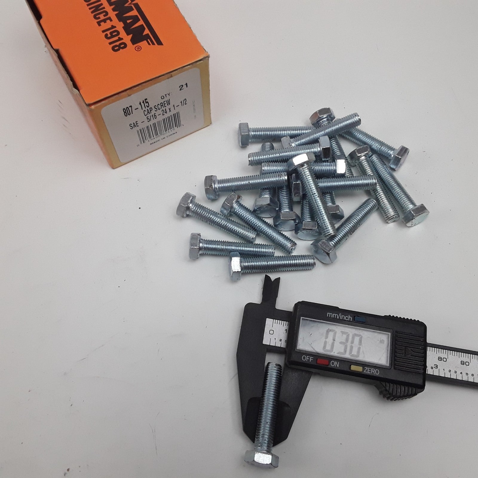 Dorman 807-115 Cap Screw-Hex Steel Head-Grade 5- 5/16-24 x 1-1/2 in Set of 21