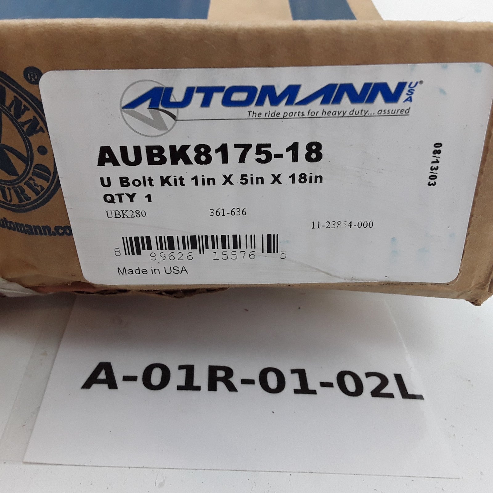 Leaf Spring Axle U-Bolt Kit 1.00" Dia. x 5.00" Width x 18.00" Length Round Bend