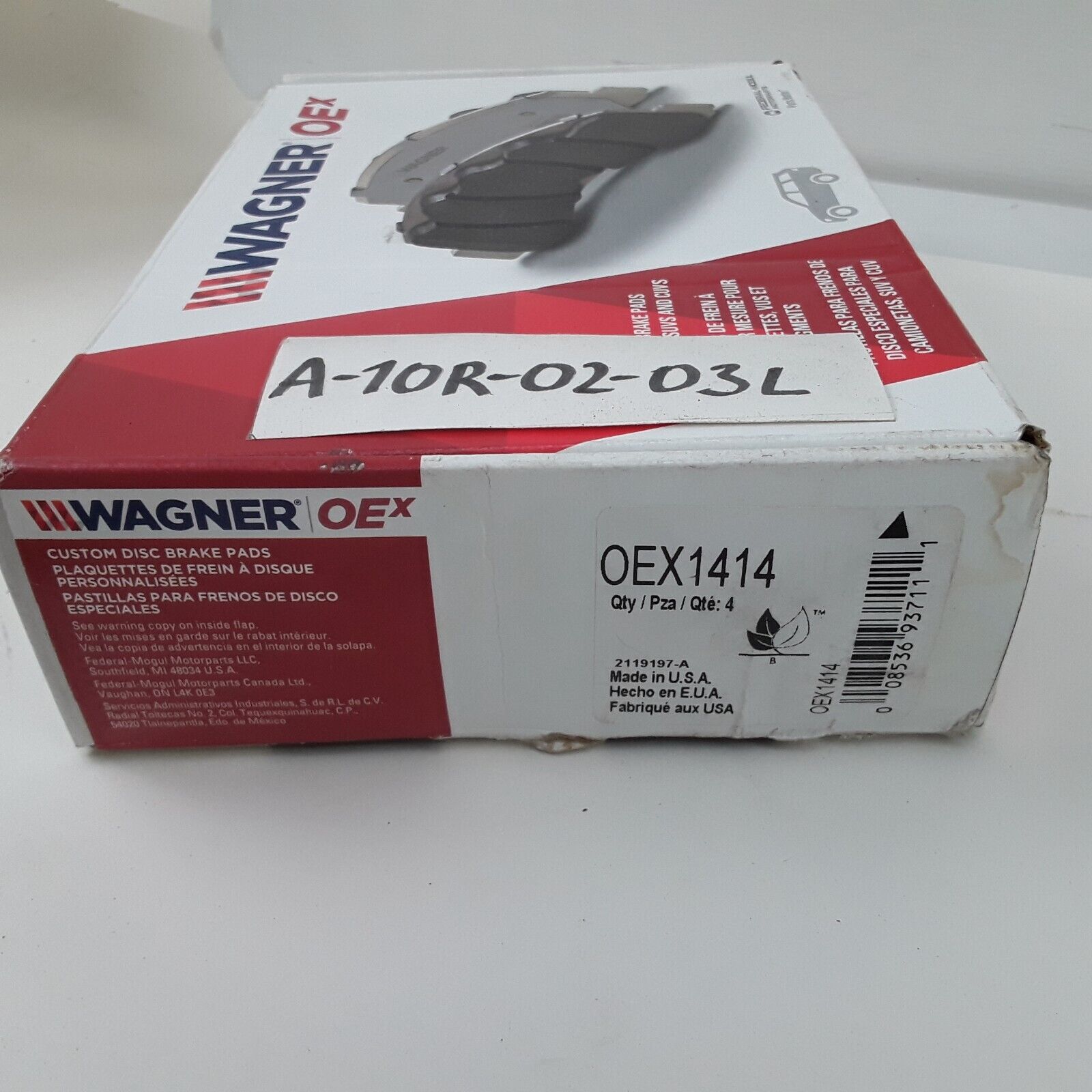 Wagner OEX1414 Front Premium Ceramic Pads Black For Lincoln Ford 2010-2017