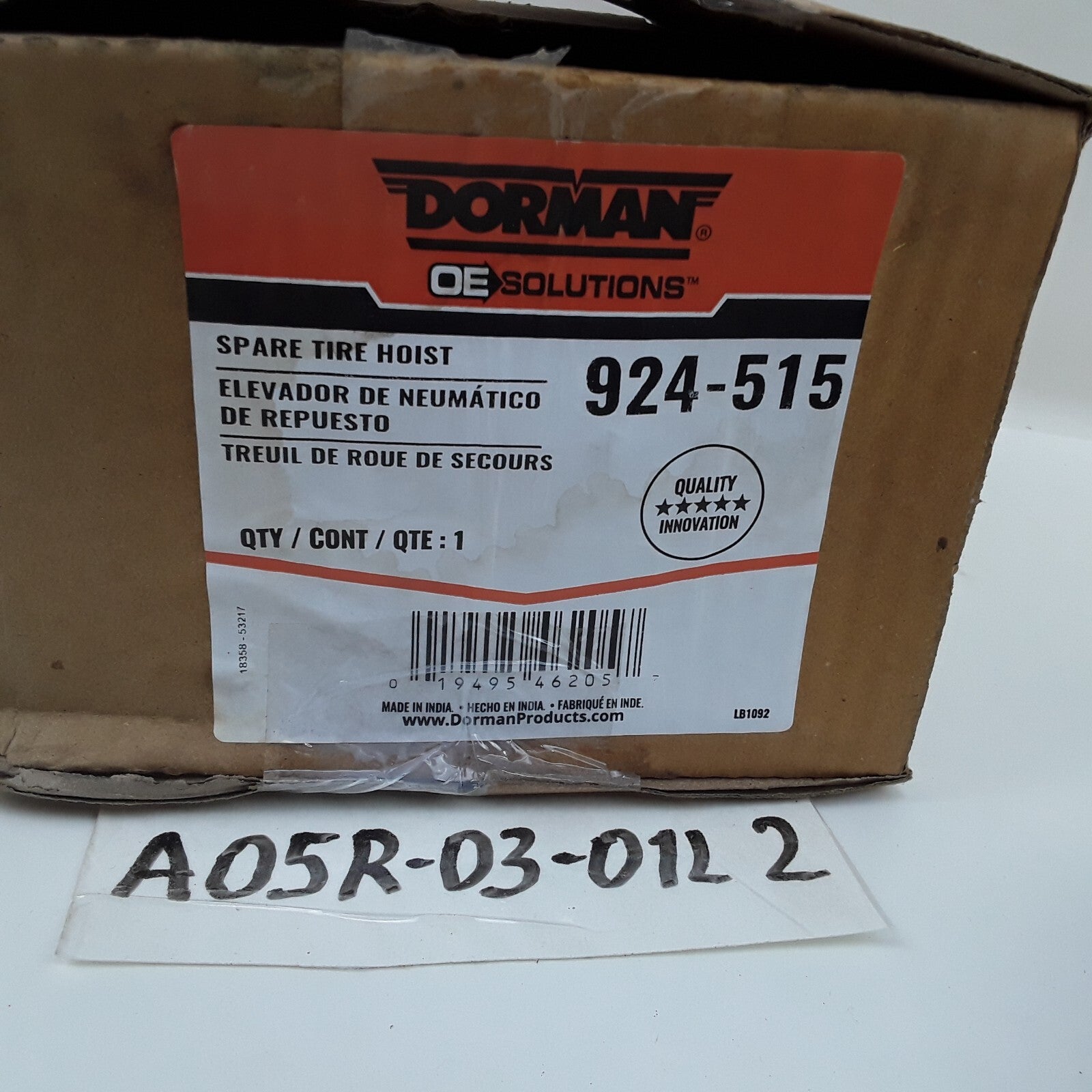 Dorman 924-515 Spare Tire Hoist Assembly Fits Dodge Durango 1998 1999 2000-2003