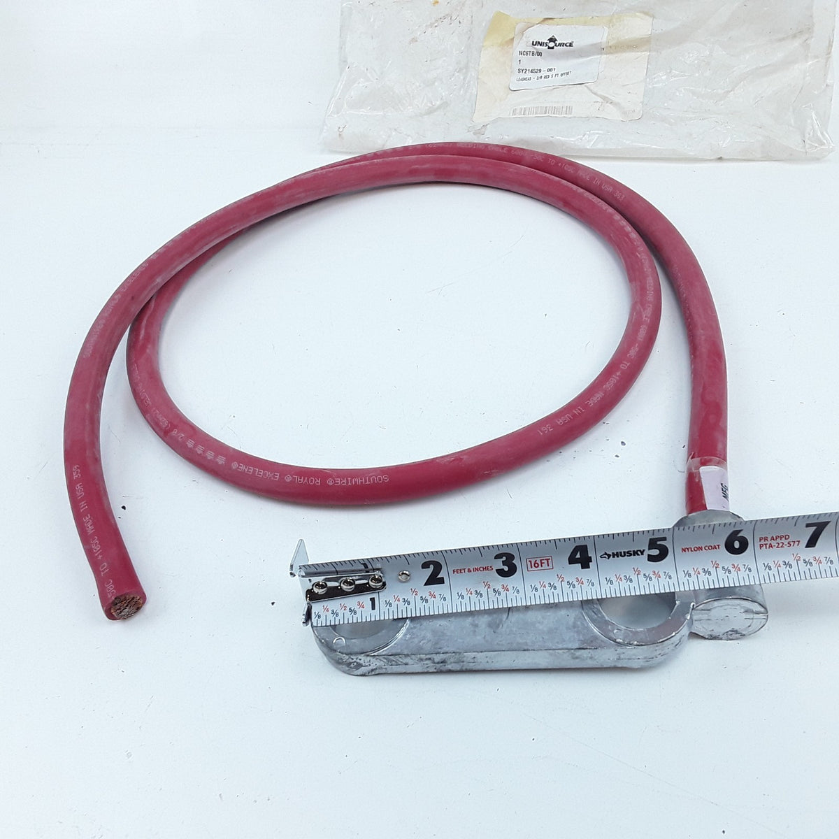 2/0 Battery Cable 5 Ft Red Forklift Positive Lead 2 Hole 3/4" p/n SY214529-001