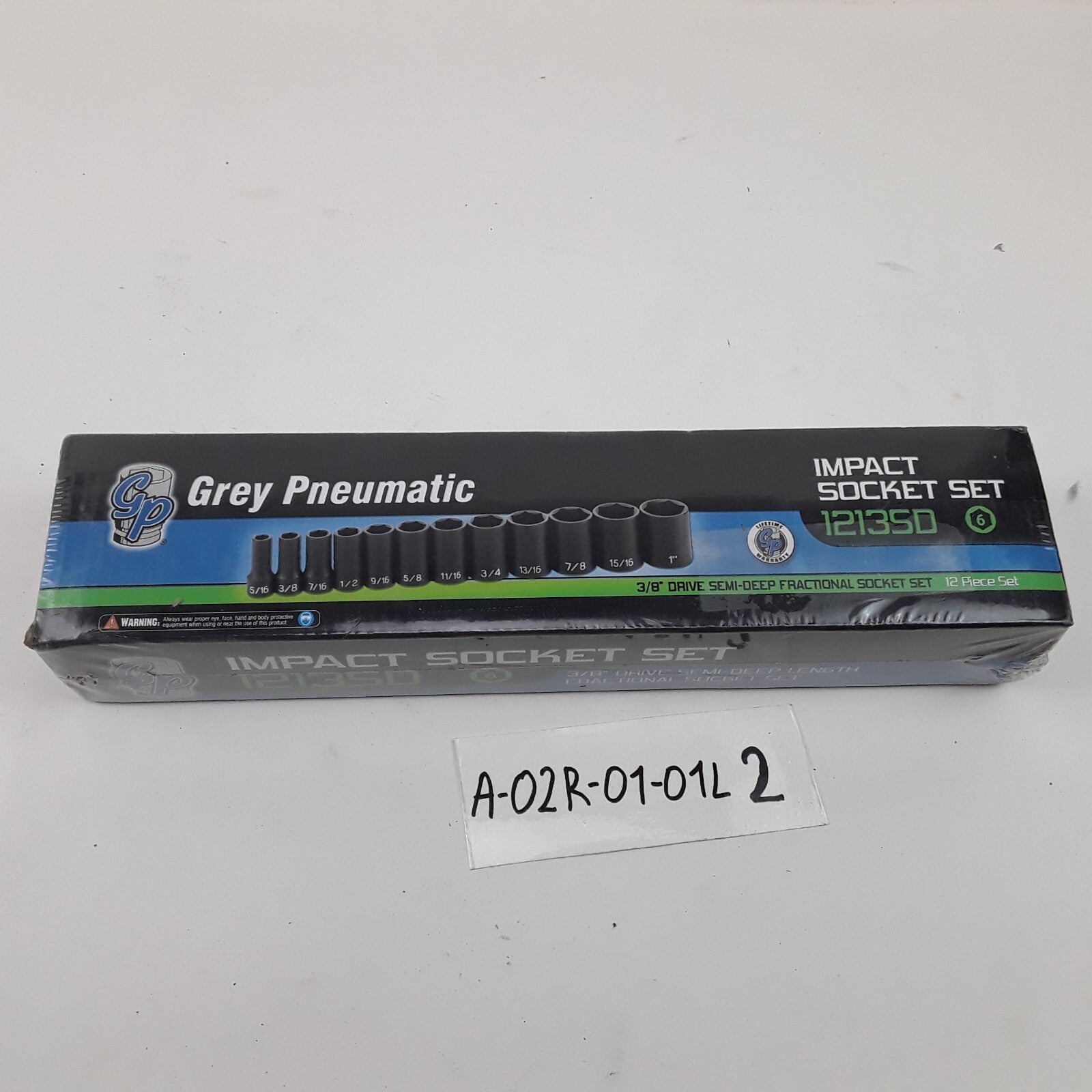 Grey Pneumatic 1213SD 3/8'' Drive Semi–Deep Length Fractional Socket Set 12 Pcs