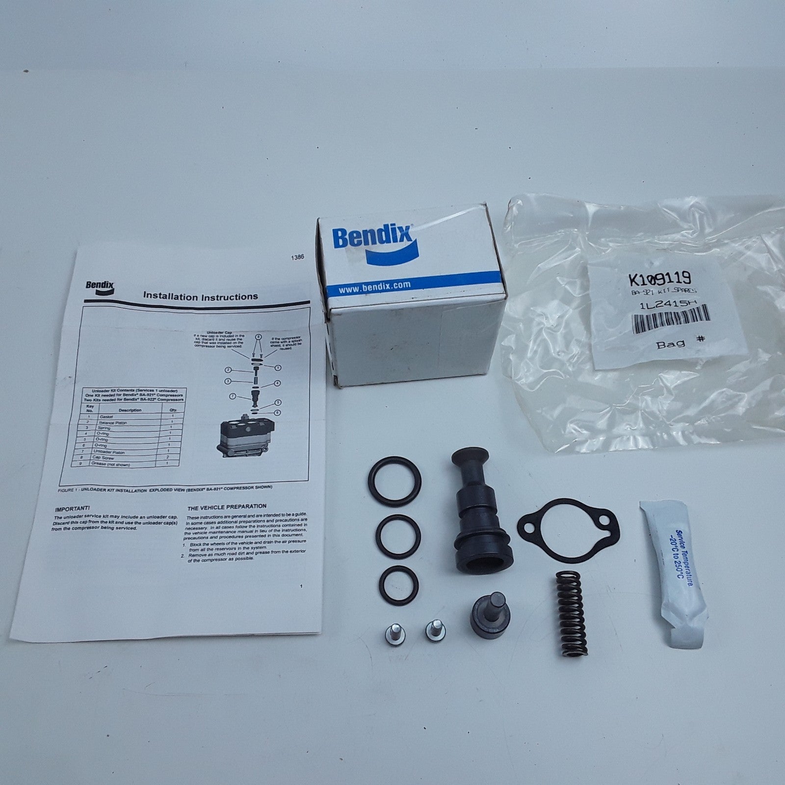 Bendix K109119 – BA-921 Air Compressor Unloader Kit 170.5008557