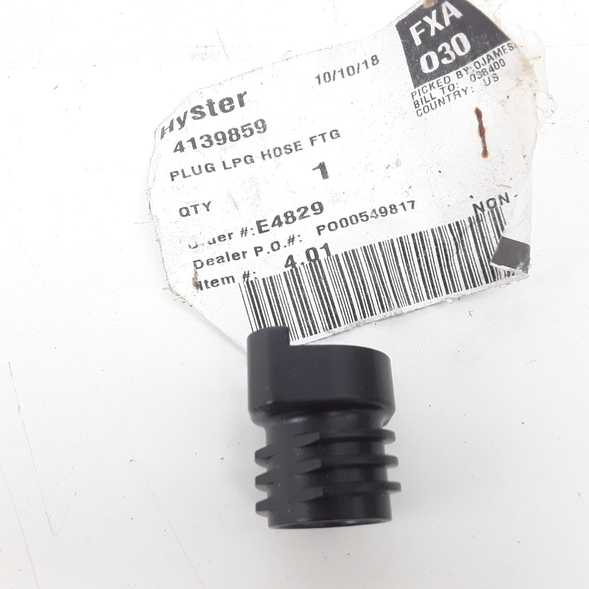 Plug LPG Hose Fits Hyster H60FT H70FT H50XT H60XT S100FT S120FT H50A Forklifts