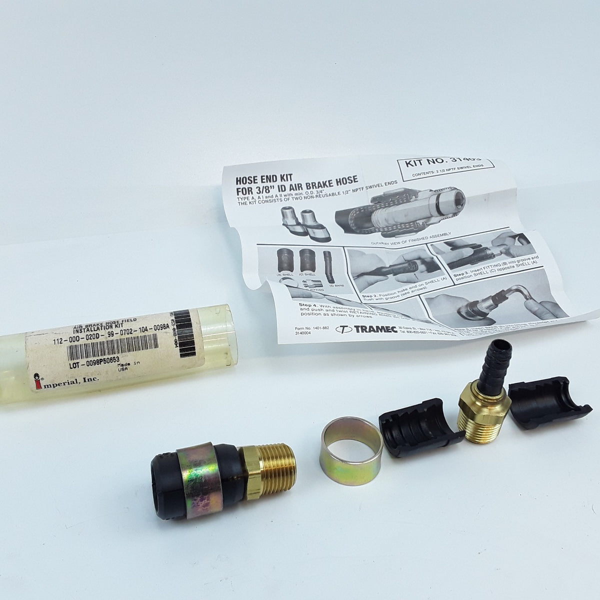 Air Brake Hose Field Installation Kit 2 1/2 NPTF Swivel End 31403 For 3/8" Hose