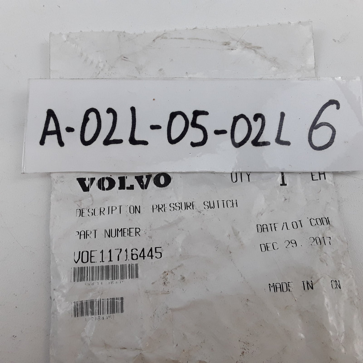 Pressure Switch Fits Volvo L20F, L25F, L28F, L30B, L30G, L32B, L35B, L35G, L40B
