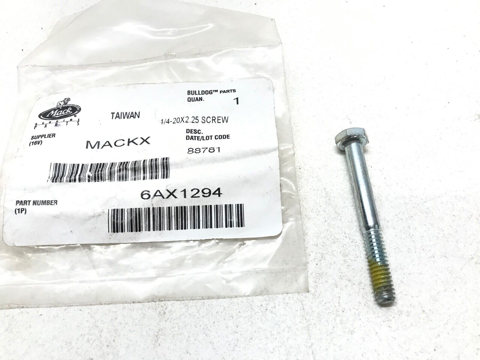 GENUINE MACK 6AX1294 SCREW MACH 1/4-20X2.25 - HotCarParts