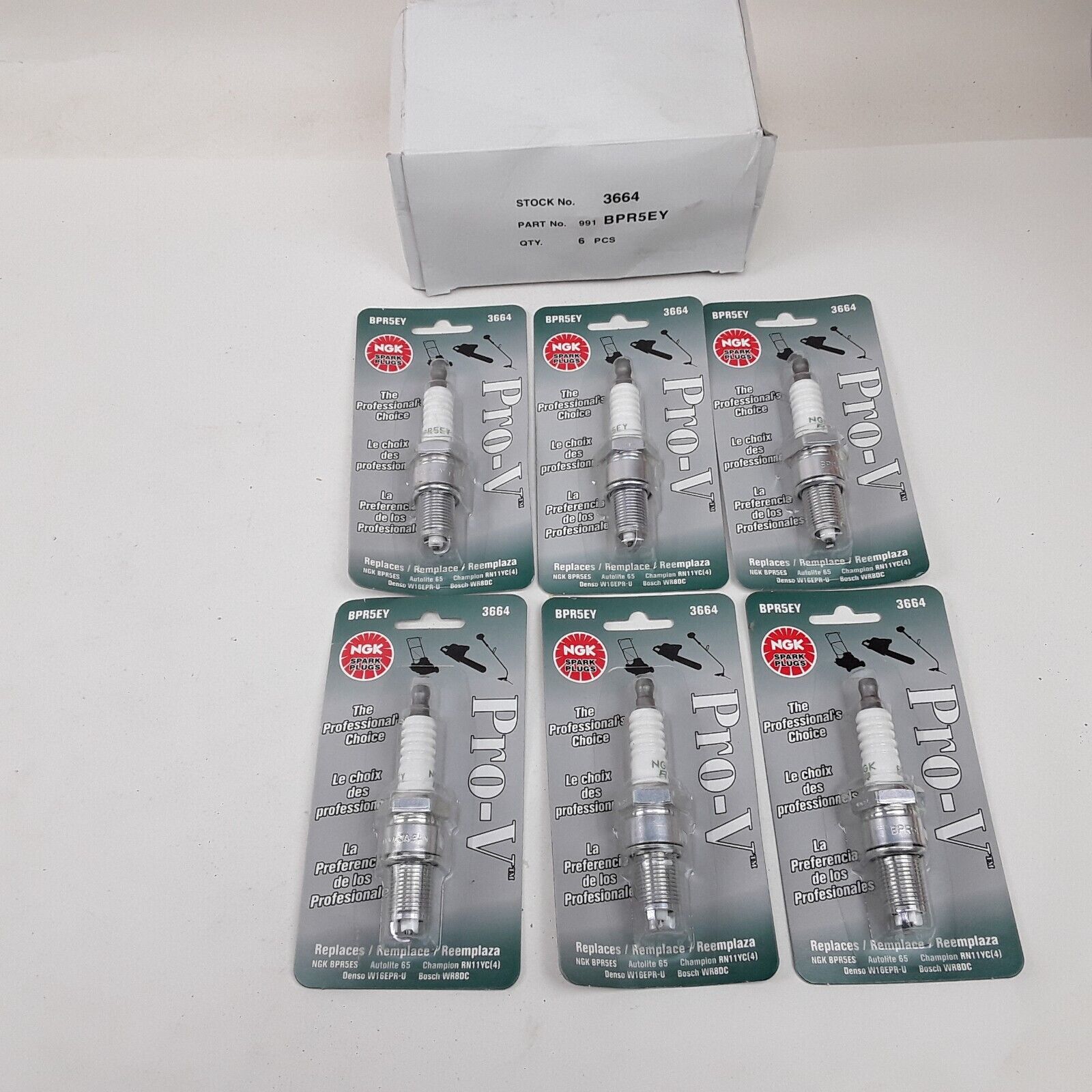 Set of 6 NGK 3664 BPR5EY PRO-V Spark Plug Replace # RN11YC4 WR8DC  BPR5ES