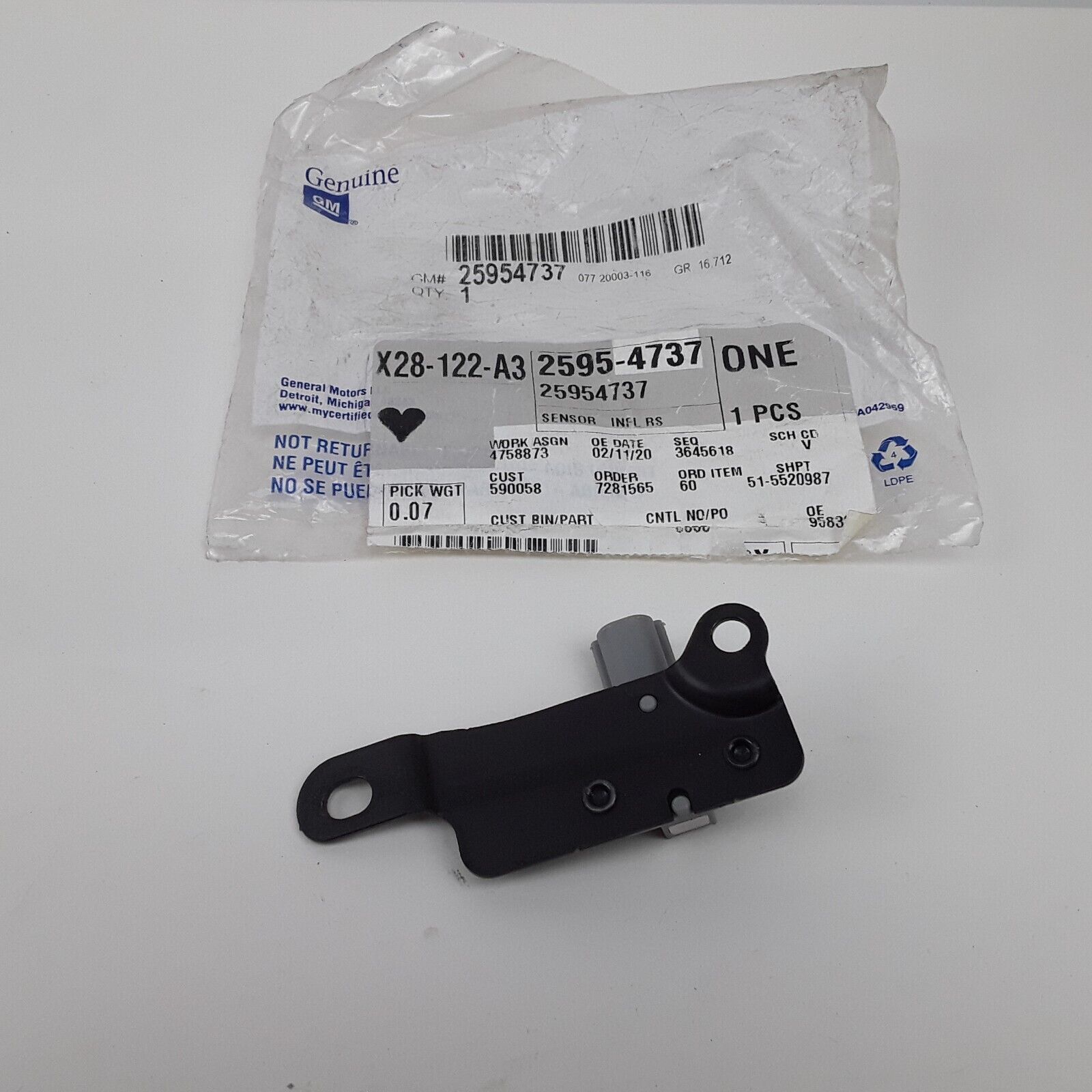 GM Passenger Seat Position Sensor 25954737 for Cadillac, Chevrolet, GMC