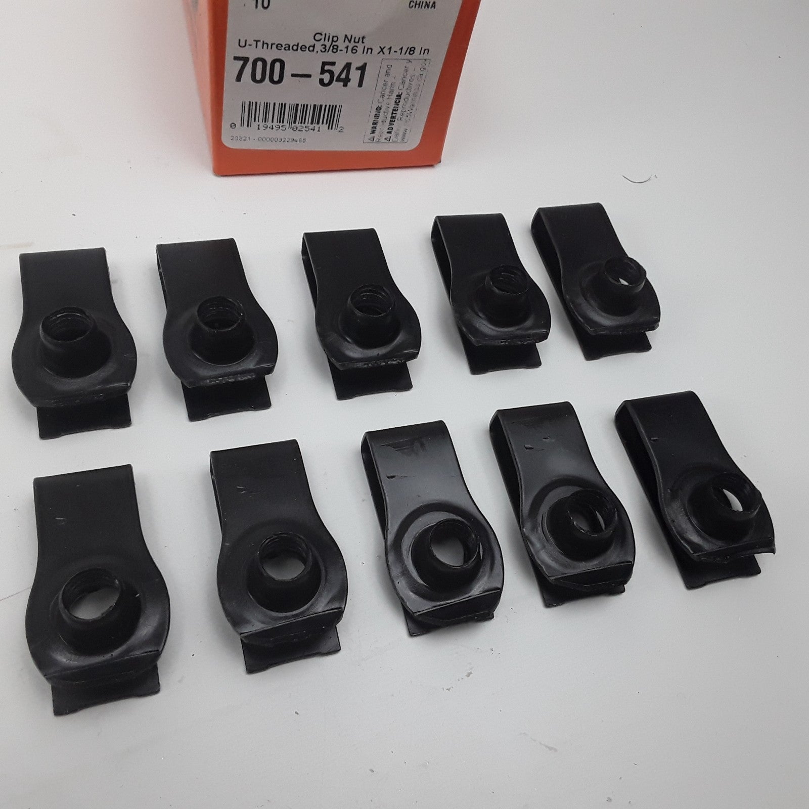 Set of 10 Clip Nut U-Threaded 3/8-16 in X 1-1/8 in Panel Range .05 mm-20 mm