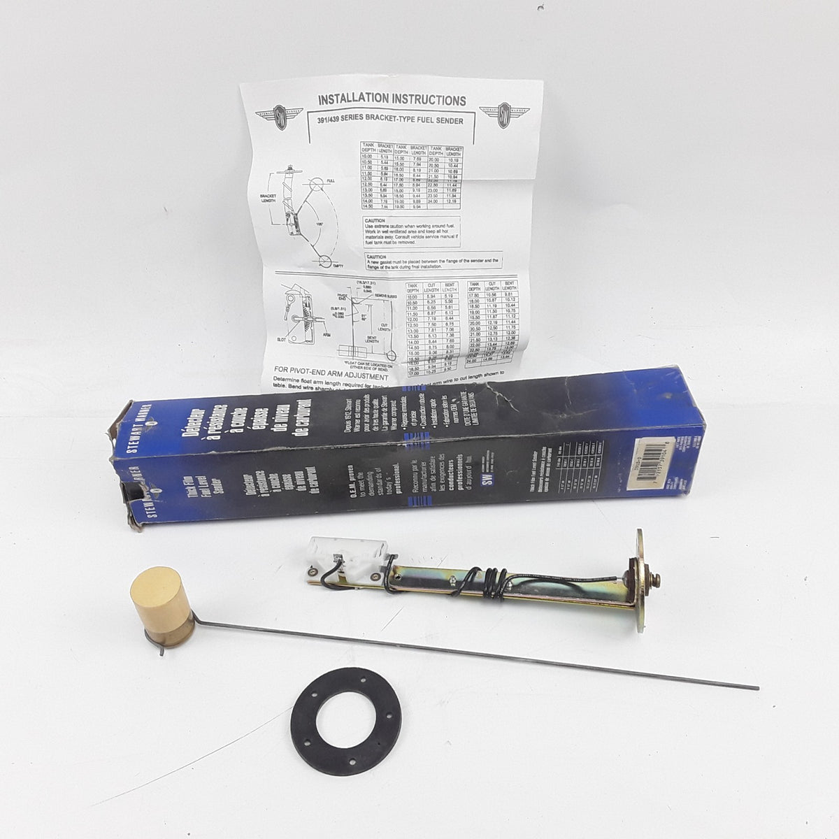 Stewart Warner 15-1/2"-24" Tank Depth Float Arm Fuel Level Sender 240 ohms
