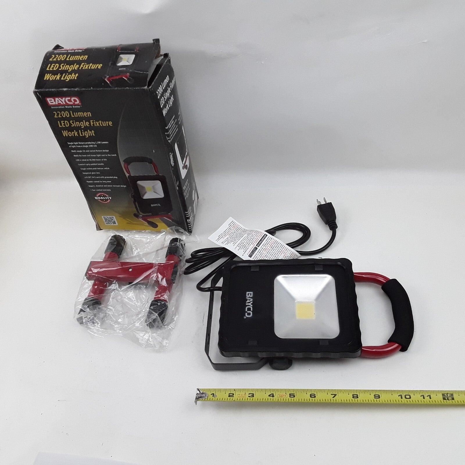 Bayco 1512 Work Light 2200 Lumen LED Single Fixture Multi-Angle Tilt & Swivels