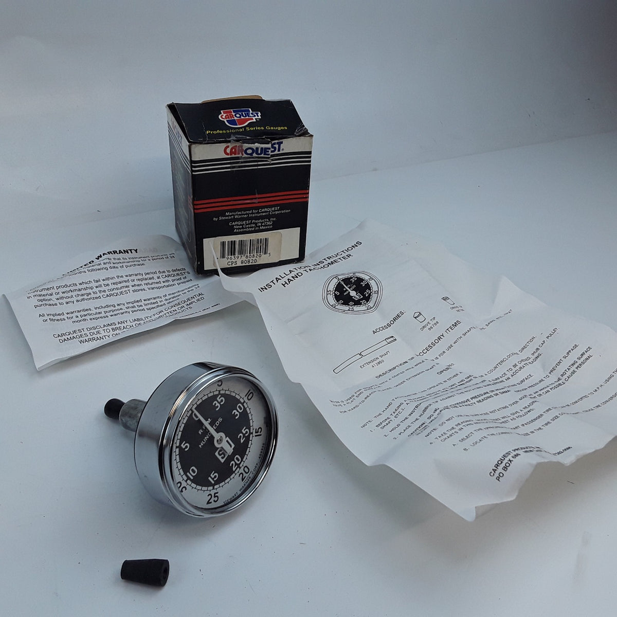 Carquest 80820 Tachometer Gauge Hand Held 0-4,000 RPM 3'' Diameter
