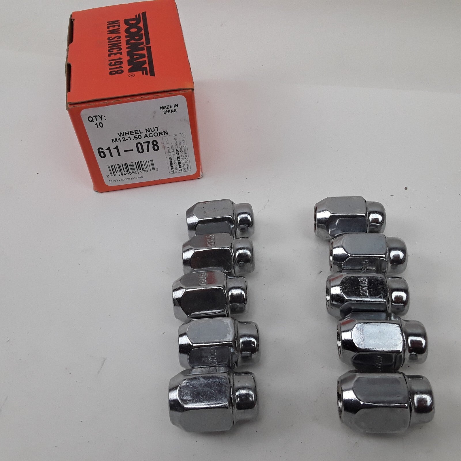 10 pcs Wheel Nut M12-1.50 Acorn - 21mm Hex 33.5mm Fit Dodge Plymouth Mitsubishi