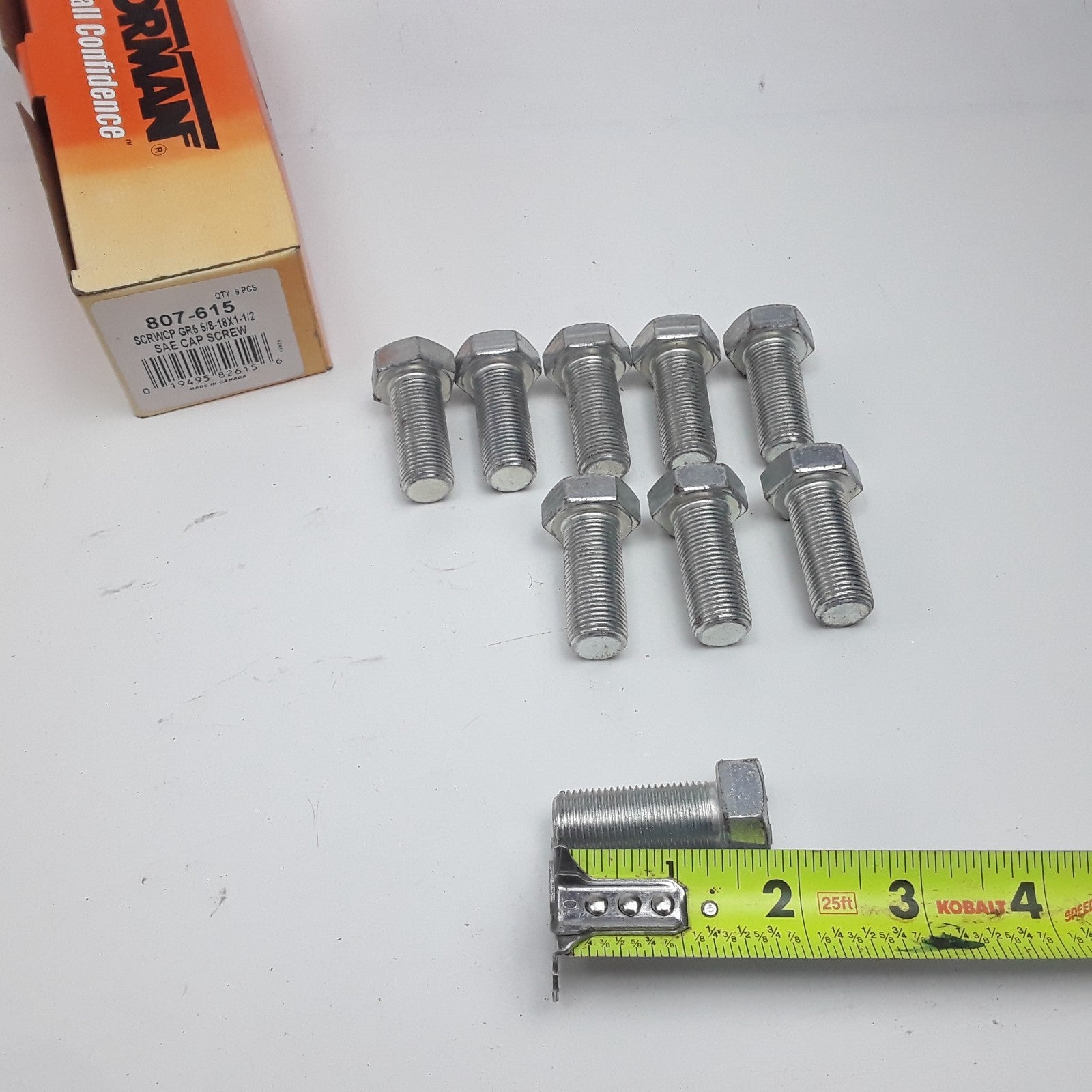 Dorman 807-615 Cap Screw-Hex Steel Head-Grade 5- 5/8-18 x 1-1/2 in Set of 9