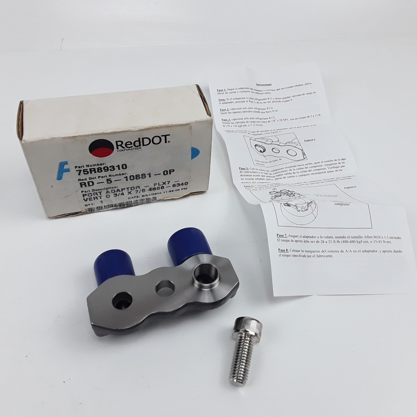 Red Dot 75R89310 Suction Compressor Manifold Port Adapter Assembly 3/4 x 7/8