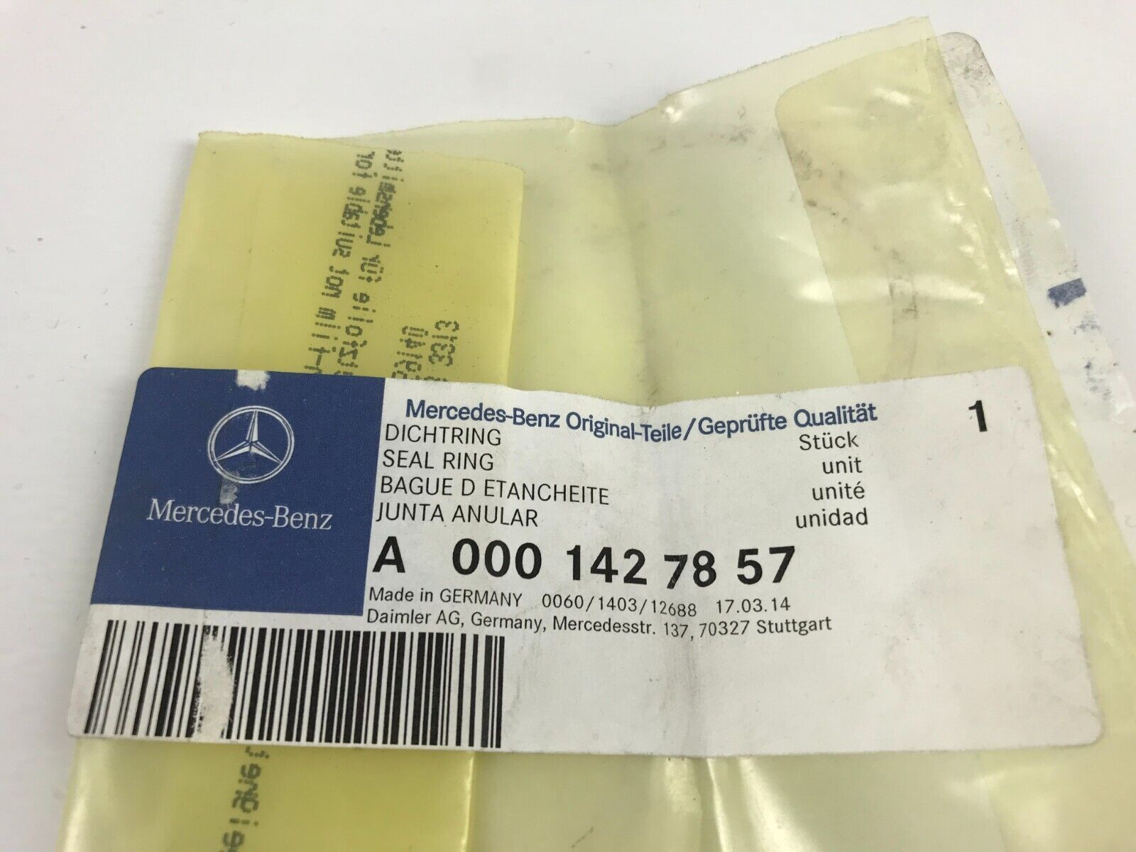 GENUINE Mercedes-Benz SEAL RING A0001427857 DDE-A0001427857 FAST SHIPPING - HotCarParts