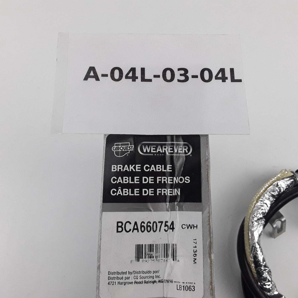 Carquest BCA660754 Rear Right Parking Brake Cable Fits Hyundai Elantra 2006-2008