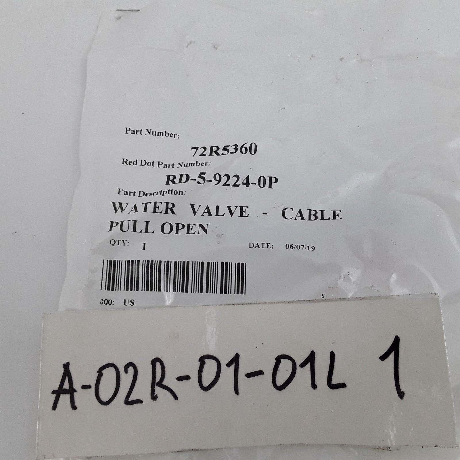 Red Dot 72R5360 Cable Operated Heater Control Valve 5/8" Hose Pull to Open