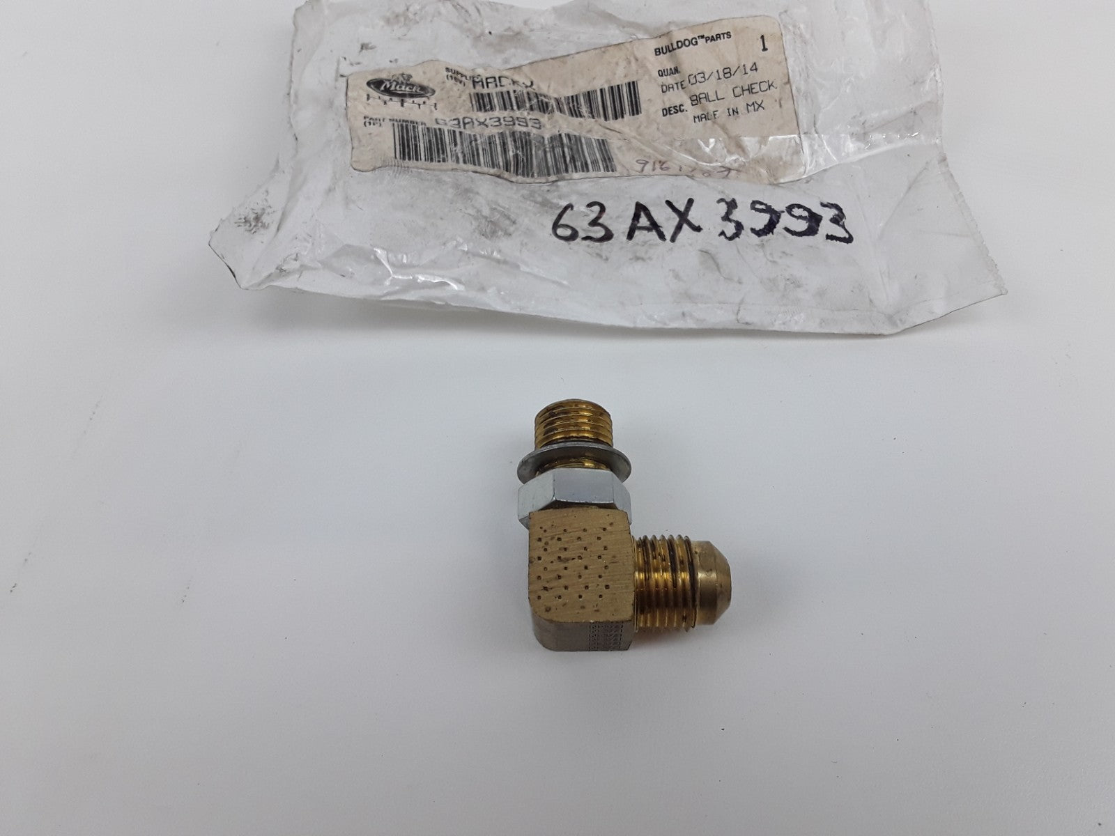 Mack 63AX3993 Ball Check Fitting Assembly Heavy Duty For Mack Truck