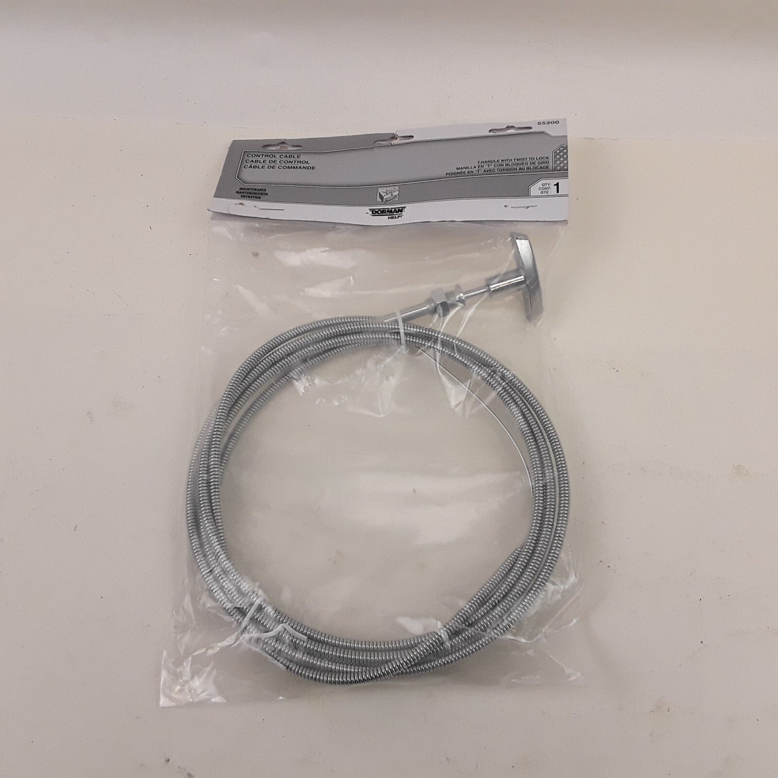 Dorman 55200 Control Cables With 1-3/4 In. Silver Chrome Handle 7 Ft. Length