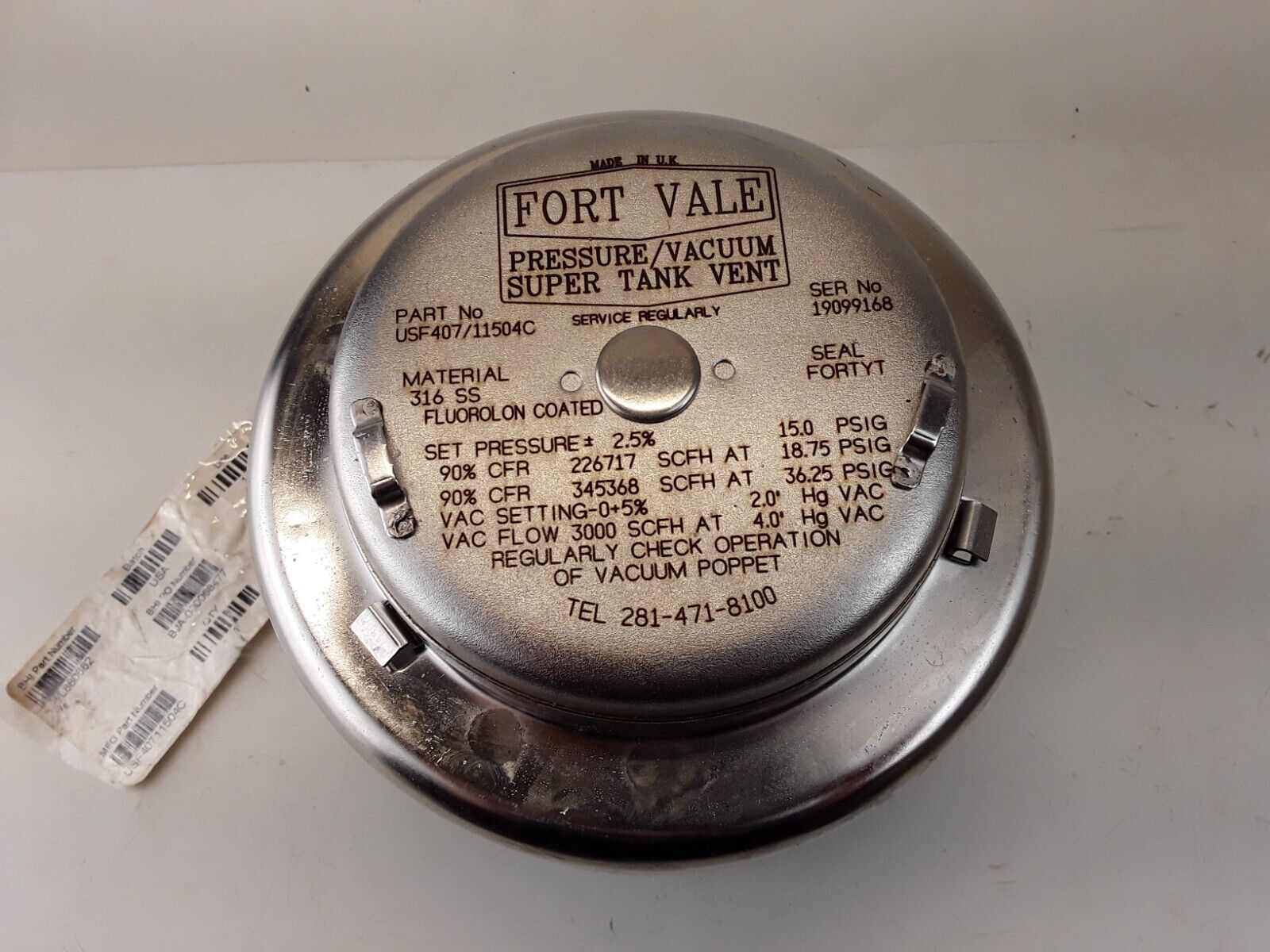Fort Vale USF407/11504C Pressure vacuum super tank vent Fast Free Shipping - HotCarParts