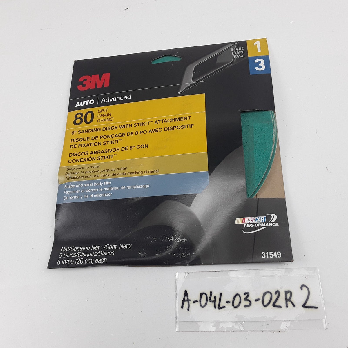 3M 31549 Sanding Disc with Stikit Attachment 80 Grit 8 inch 5 Discs