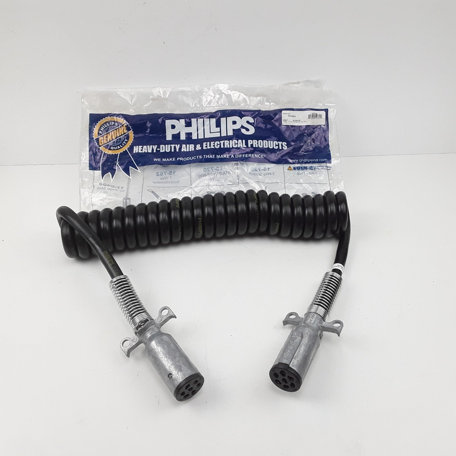 Phillips Industries 22-4621 - Coiled Cable - 15 ft., with Zinc Die-Cast Plugs