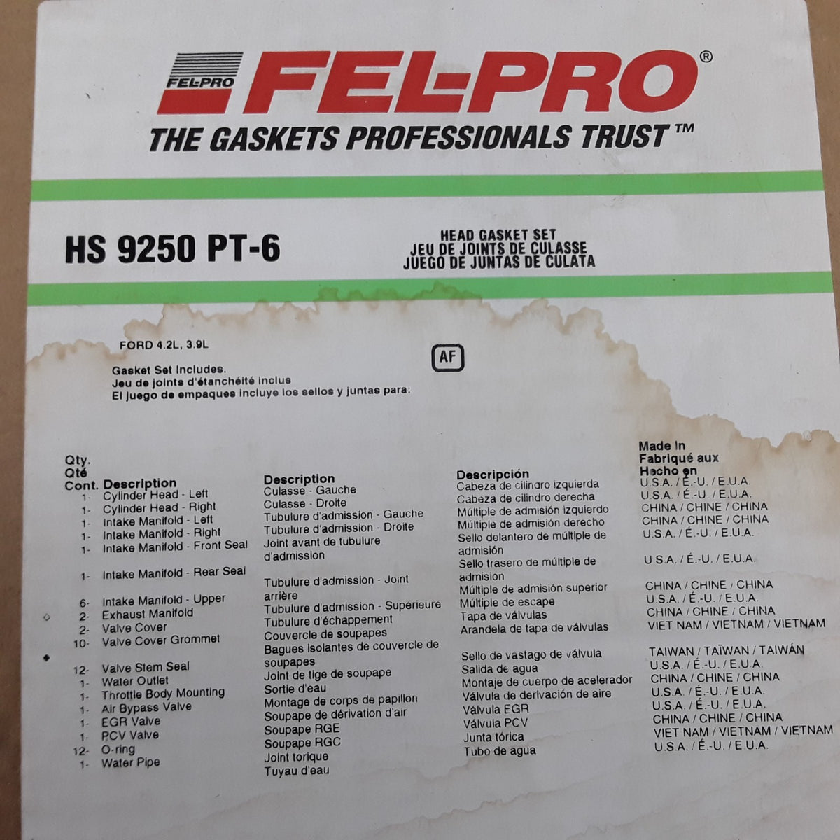 Engine Cylinder Head Gasket Set For Mercury Monterey Ford Freestar 2004 4.2 3.9L