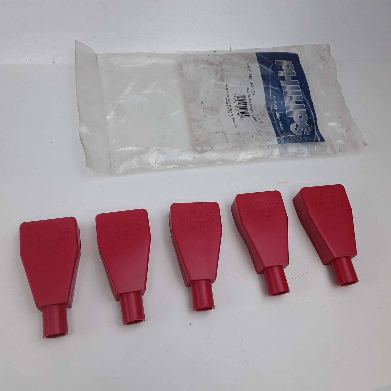 Phillips Industries 8-7122 Battery Terminal Cover Straight Red 1&2 Gauge 5PCS