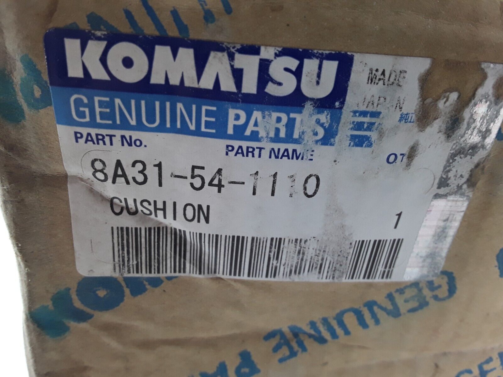 GENUINE KOMATSU 8A31-54-1110 CUSHION D65EX-15; D65EX-15; D65EX-15; D65EX-15E0 - HotCarParts