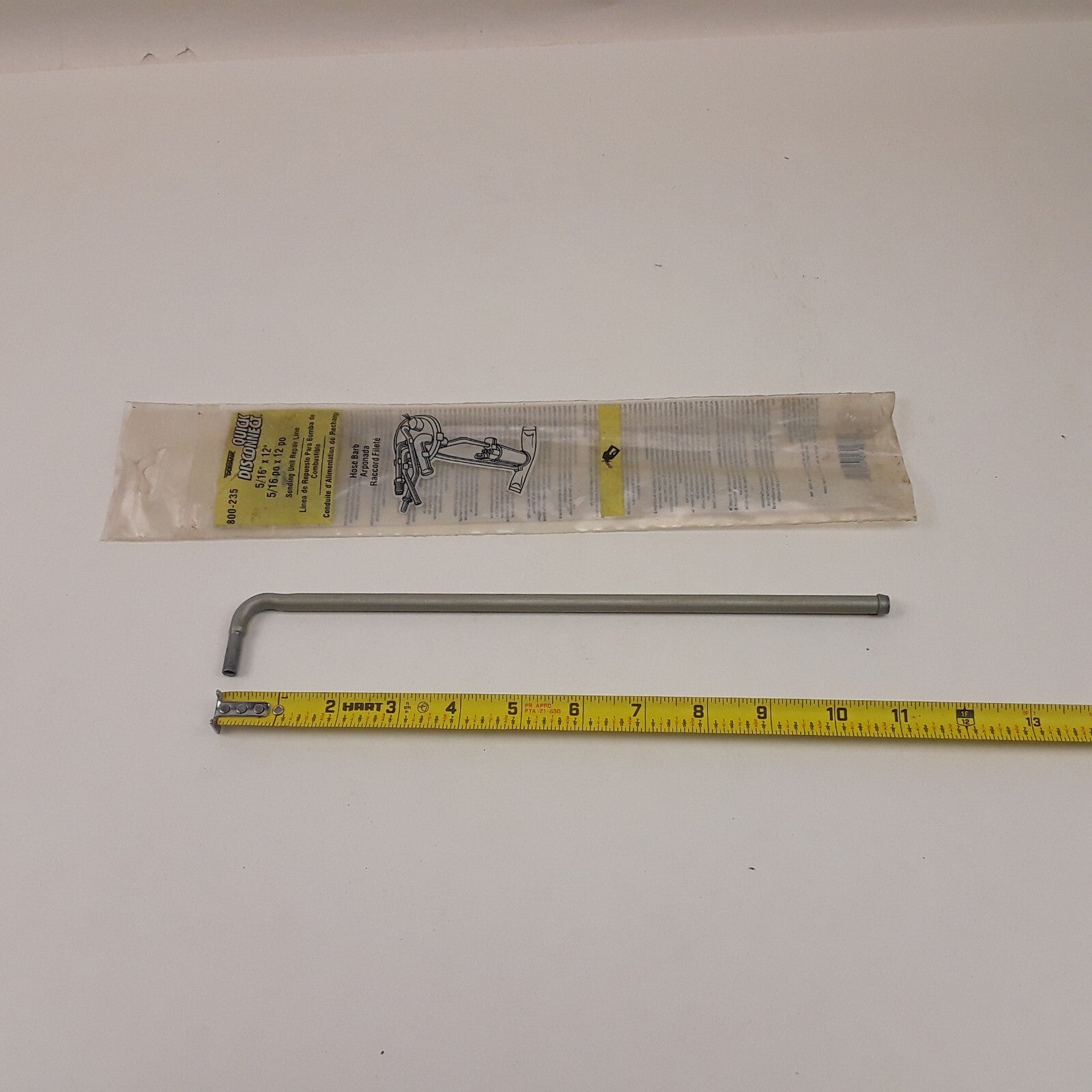 Dorman 800-235 Fuel Sending Unit Repair Line 90 Degree End 5/16in x 12in Barbed