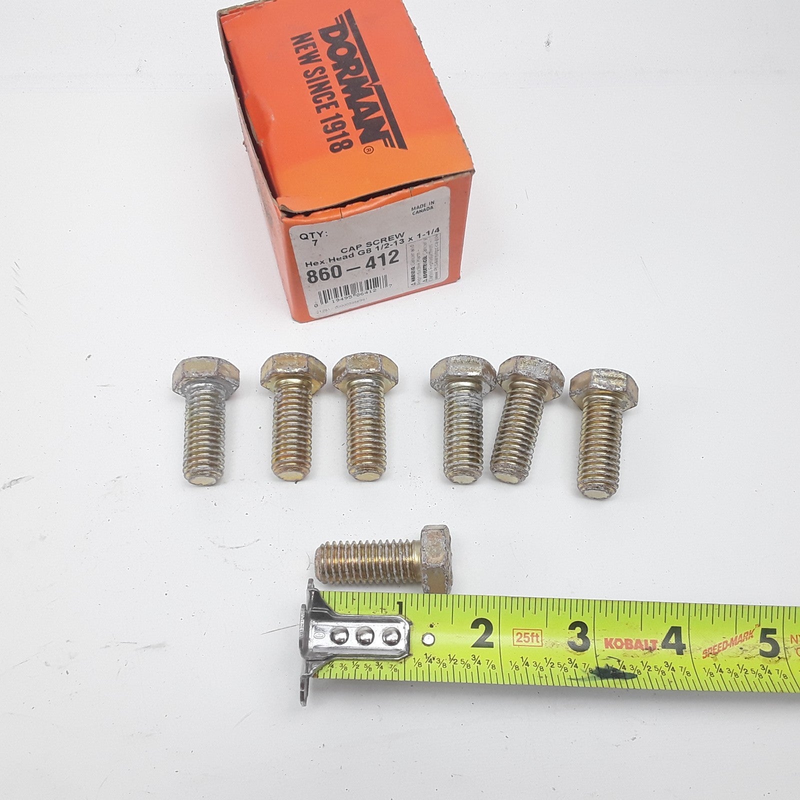 Dorman 860-412 Cap Screw-Hex Steel Head-Grade 8- 1/2-13 x 1-1/4 in Set of 7
